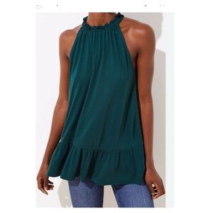 LOFT Women’s S Sleeveless Halter Neck Flounce Tunic Top
